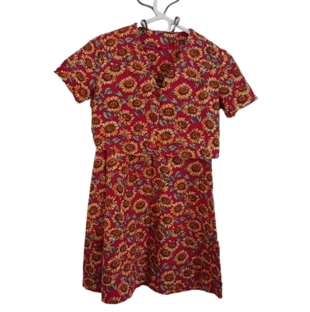 Vintage Handmade Sunflower Dress and Jacket